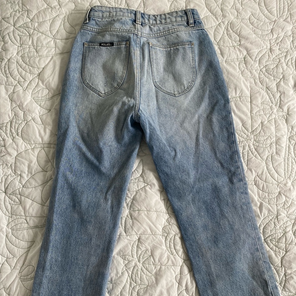 Rollas original cropped straight pant size 25 blue wash denim